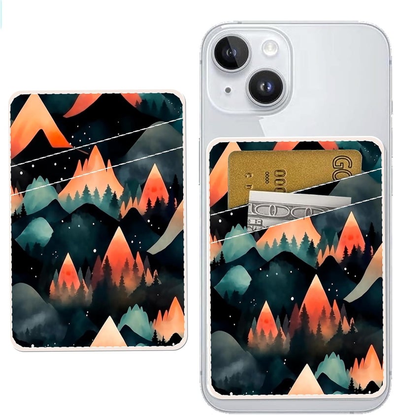 AOHRO Dual Pocket Leather Phone Wallet Adhesive Stick On, Cute Card Holder, Credit Card Holder Compatible with Most Phones - Image 1